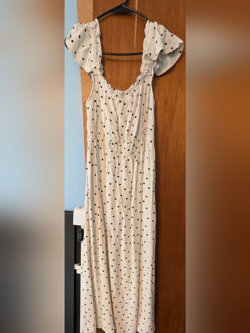 a new day White Maxi Dress with Black Polka Dots